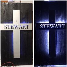 Load image into Gallery viewer, Metal Cross with Name or Scripture - Woodpost Metalworks