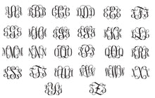 Load image into Gallery viewer, Three Letter Scroll Monogram - Woodpost Metalworks
