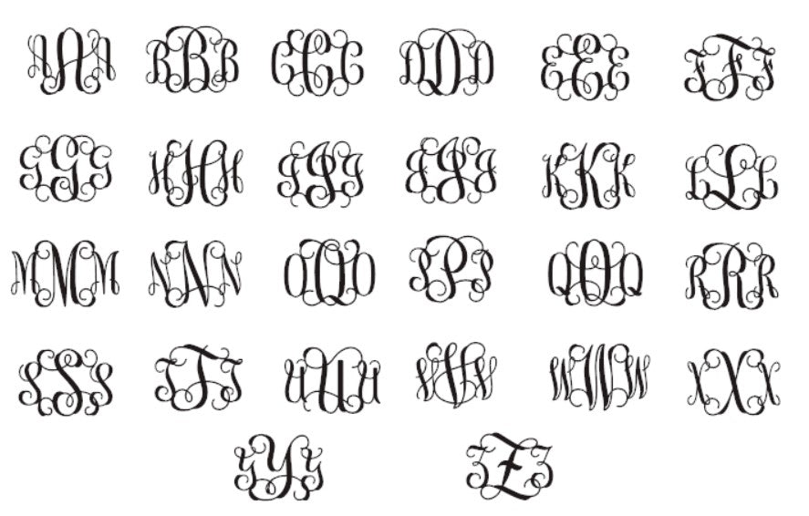 Three Letter Scroll Monogram | Woodpost Metalworks