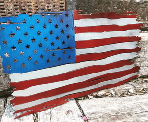 Tattered United States Metal Battle Flag - Woodpost Metalworks