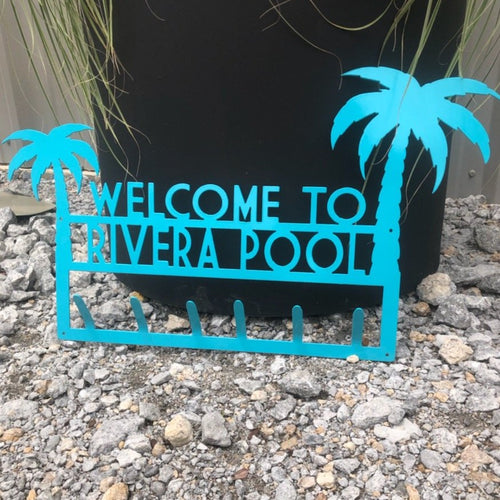 Welcome to the Pool Palm Tree Custom Name Towel Holder Personalized