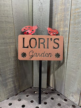 Load image into Gallery viewer, Custom Name Garden Stake with Ladybug