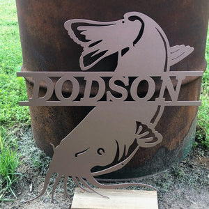 Catfish Monogram - Woodpost Metalworks