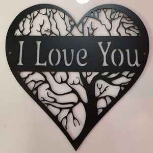 "I Love You" Heart Tree - Woodpost Metalworks
