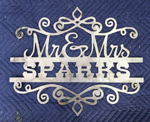 Load image into Gallery viewer, Mr. and Mrs. Custom Name Sign - Woodpost Metalworks