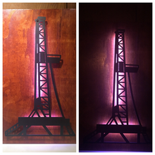 Load image into Gallery viewer, Oil Rig Metal Sign With Or Without LEDs - Woodpost Metalworks