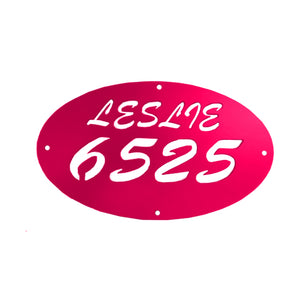 Oval Address Sign with Numbers and Your Last Name