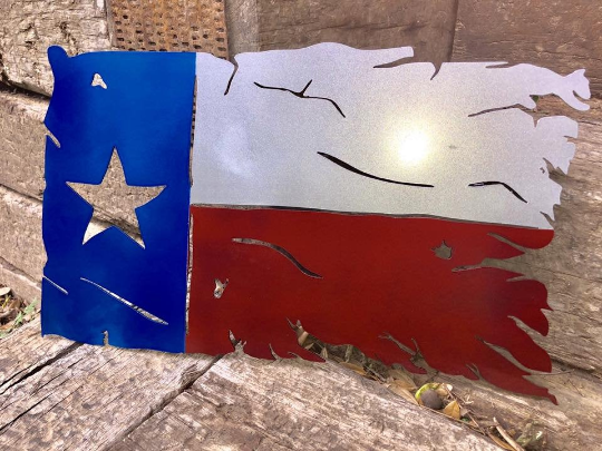 Metal Tattered Texas Flag - Woodpost Metalworks