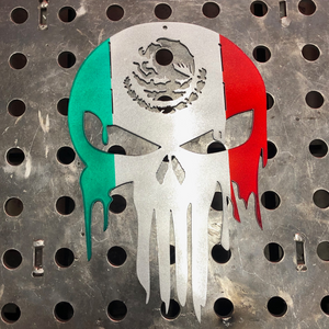 Punisher Skull With Mexican Flag - Woodpost Metalworks