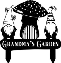 Load image into Gallery viewer, Gnome Mushroom Yard Stake Address or Custom Saying Funky Garden Art