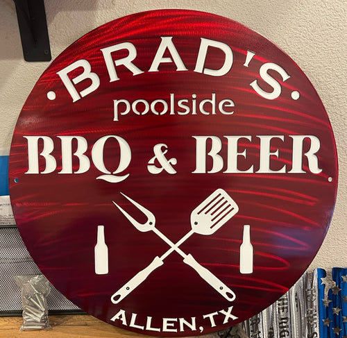Custom BBQ and Beer Backyard Sign