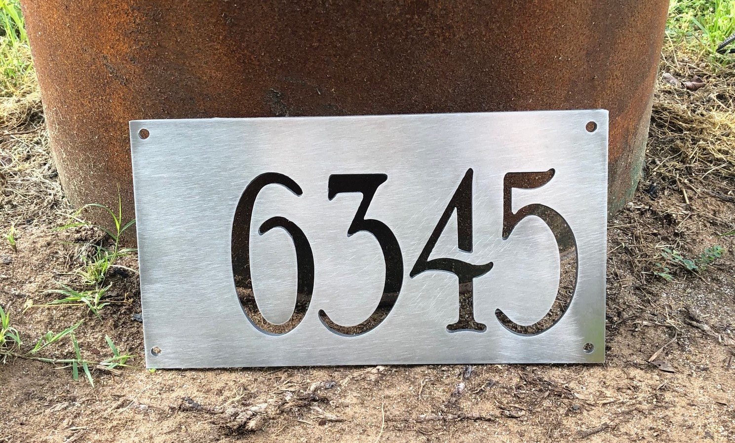 Custom Address: Brushed Aluminum Metal Sign lightweight modern outdoor ...