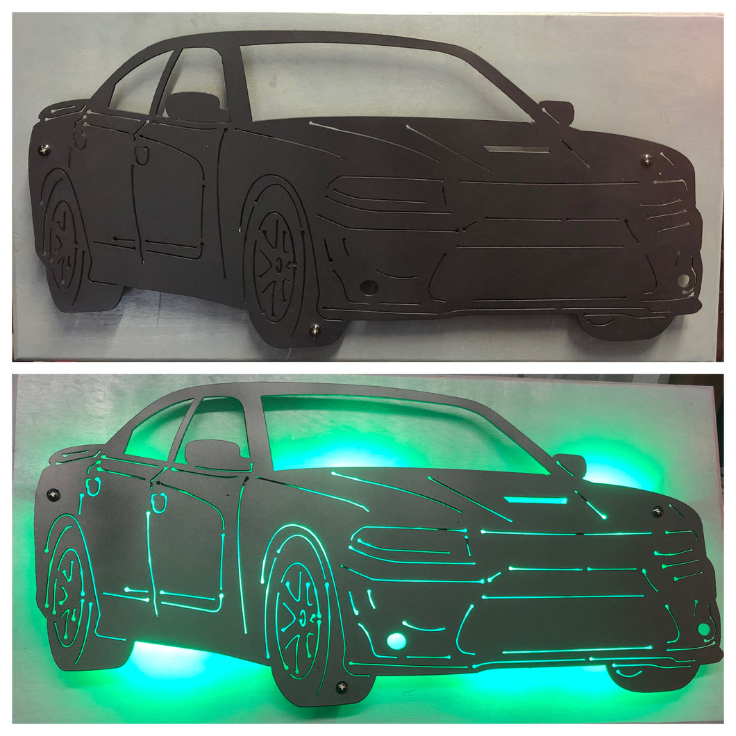 Dodge Charger Metal Sign With Or Without LEDs - Woodpost Metalworks