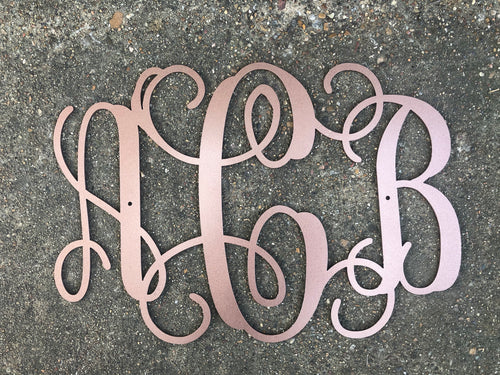 Three Letter Scroll Monogram - Woodpost Metalworks