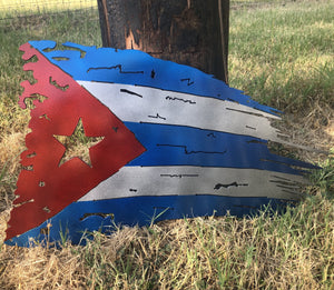 Tattered Cuban Flag - Woodpost Metalworks