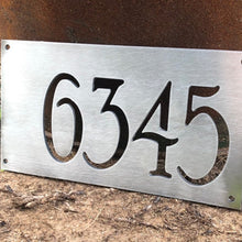 Load image into Gallery viewer, Brushed Aluminum Address Numbers Sign - Woodpost Metalworks