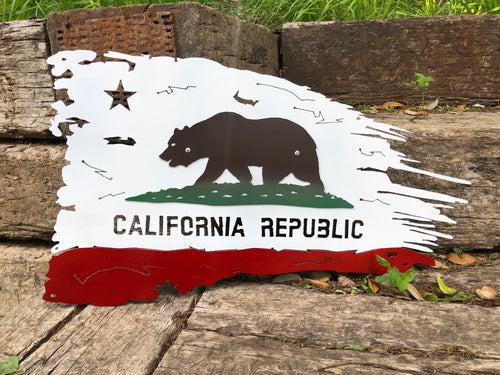 Tattered Californian Flag - Woodpost Metalworks
