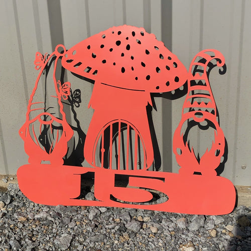 Gnome Mushroom Yard Stake Address or Custom Saying Funky Garden Art
