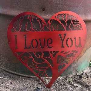 "I Love You" Heart Tree - Woodpost Metalworks